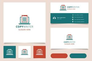 Copywriter logo design with editable slogan. Branding book and business card template. vector