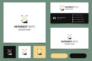 Interest rate logo design with editable slogan. Branding book and business card template. vector