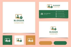 blogger logo diseño con editable eslogan. marca libro y negocio tarjeta modelo. vector