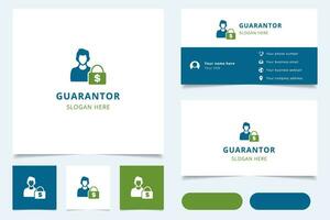 Guarantor logo design with editable slogan. Branding book and business card template. vector