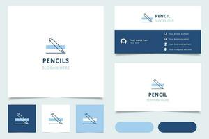 Pencils logo design with editable slogan. Branding book and business card template. vector