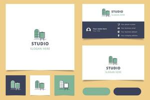 Studio logo design with editable slogan. Branding book and business card template. vector