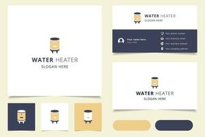 Water heater logo design with editable slogan. Branding book and business card template. vector