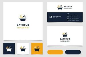 Bathtub logo design with editable slogan. Branding book and business card template. vector