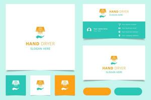 Hand dryer logo design with editable slogan. Branding book and business card template. vector