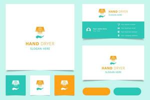 Hand dryer logo design with editable slogan. Branding book and business card template. vector