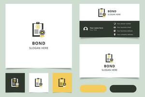 Bond logo design with editable slogan. Branding book and business card template. vector