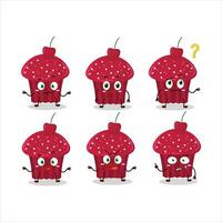 Cartoon character of cherry muffin with what expression vector