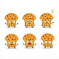 Cartoon character of choco chips muffin with what expression vector