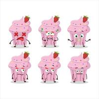 Strawberry muffin cartoon character with nope expression vector