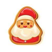 linda pan de jengibre Papa Noel claus para Navidad. aislado terminado blanco antecedentes. vector ilustración.