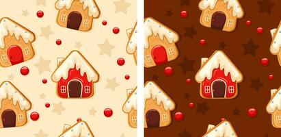 Gingerbread Pattern. Snowy background. gingerbread set. vector