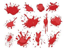 Set of different splattered blood stains. vector