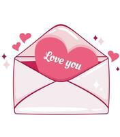 Icon of postal letters for valentine's day, hearts, valentine card and other elements. vector