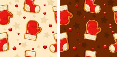 Gingerbread Pattern. Snowy background. gingerbread set. vector