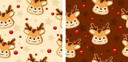 Gingerbread Pattern. Snowy background. gingerbread set. vector