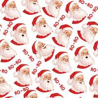 Santa Claus seamless pattern, set of 6 real emotions. Ideal for wallpapers, textiles, backdrops, wrapping paper. Template design.On white background. Evil, kind, cheerful. vector