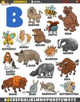 cartoon animal characters for letter B educational set vector