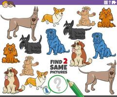 find two same cartoon dog characters educational activity vector