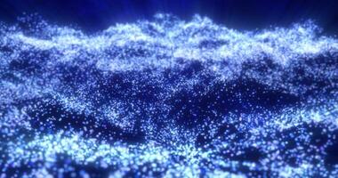 Blue waves from energy particles magical glowing high tech futuristic light dots abstract background photo