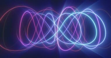 Abstract multicolored glowing bright magical energy lines on a black background photo