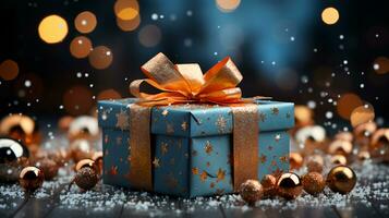 Beautiful gift box for New Year and Christmas photo