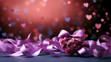 festivo amor corazones y cintas decoraciones para San Valentín día foto