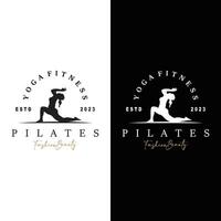 pilates actitud logo, yoga logo diseño vector modelo ilustración