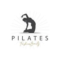 pilates actitud logo, yoga logo diseño vector modelo ilustración