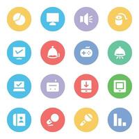 Flat Icons of Media and Network vector