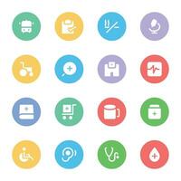 Pack of Hospital Tools Flat Icons vector