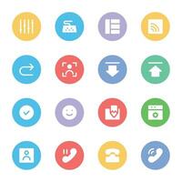 Collection of Media and Designing Flat Circular Icons vector