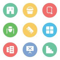 Trendy Construction Accessories Flat Icons vector