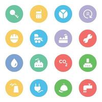 Set of Factory Work Bold Circular Icons vector