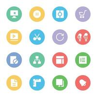 Multimedia and Web Design Flat Circular Icons vector