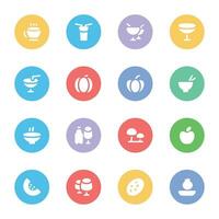 Drinks and Fruits Flat Circular Icons vector