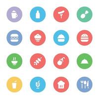 Set of Yummy Food Flat Circular Icons vector