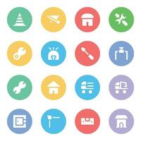 Architect and Tools Flat Icons vector