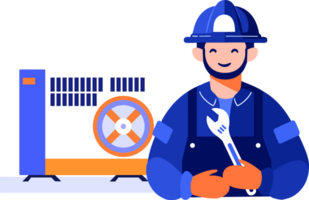 Hand Drawn Air conditioner repair technician in flat style png