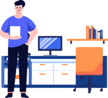 Hand Drawn Engineer or architect in office in flat style png