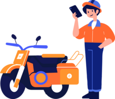 Hand Drawn Motorcycle mechanic in flat style png