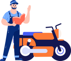 Hand Drawn Motorcycle mechanic in flat style png