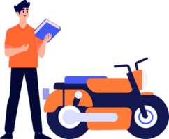 Hand Drawn Motorcycle mechanic in flat style png