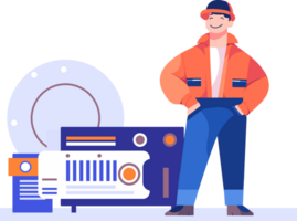 Hand Drawn Air conditioner repair technician in flat style png