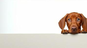 Vizsla, brown dog, isolated background with copy space. Generative AI photo