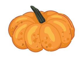 Doodle of pumpkin vegetable. Vector illustration in cartoon style. Autumn season harvest clipart isolated on white background.