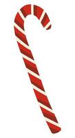 Candy cane, Christmas lollipop. Colored cartoon doodle. Hand drawn vector illustration. Single drawing isolated on white. Element for holidays design, print, sticker, card, decoration, wrap.