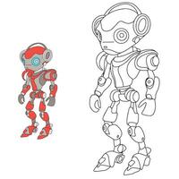 Outline robot coloring page. Doodle robot for coloring book for children education. Vector illustration.