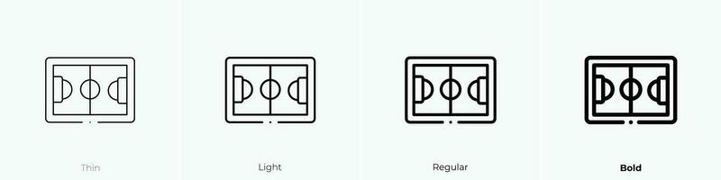 soccer field icon. Thin, Light, Regular And Bold style design isolated on white background vector