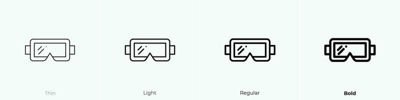 esquí gafas de protección icono. delgado, luz, regular y negrita estilo diseño aislado en blanco antecedentes vector